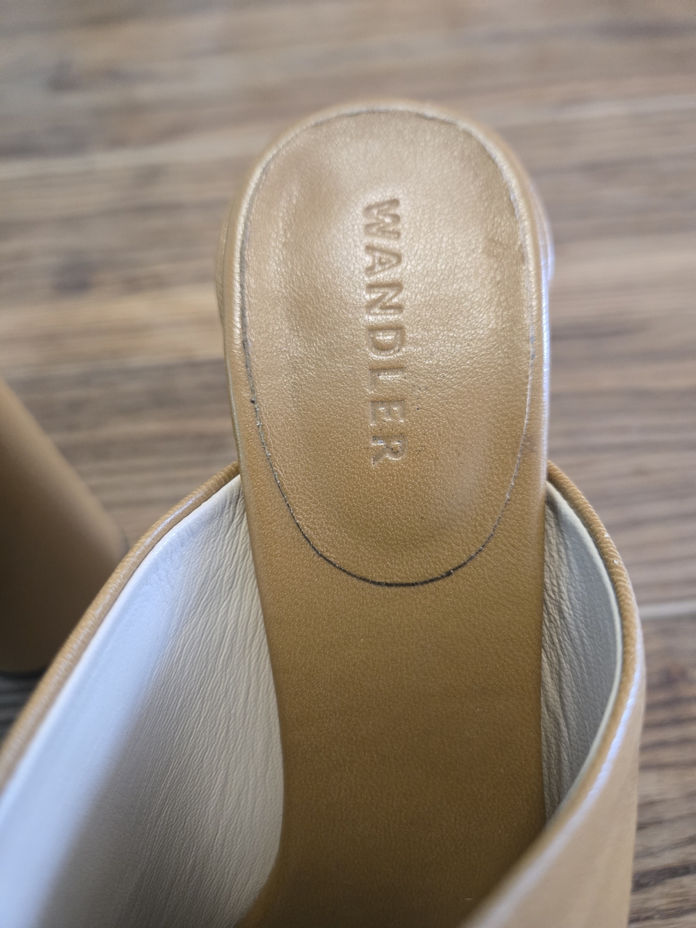 Wandler Women's Electra Leather Platform Mules Size 38 US 8 Beige - Picture 5 of 13